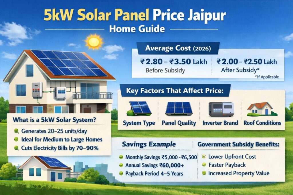 5kW Solar Panel Price in Jaipur 2026 rooftop solar system cost and subsidy guide
