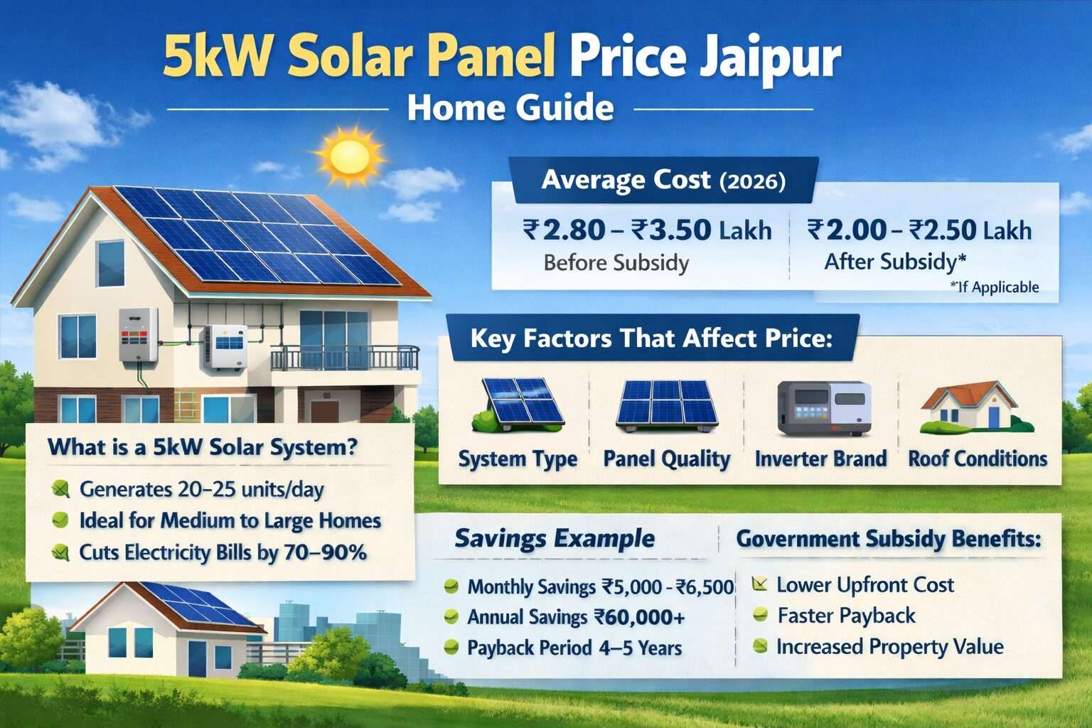 5kW Solar Panel Price in Jaipur 2026 rooftop solar system cost and subsidy guide