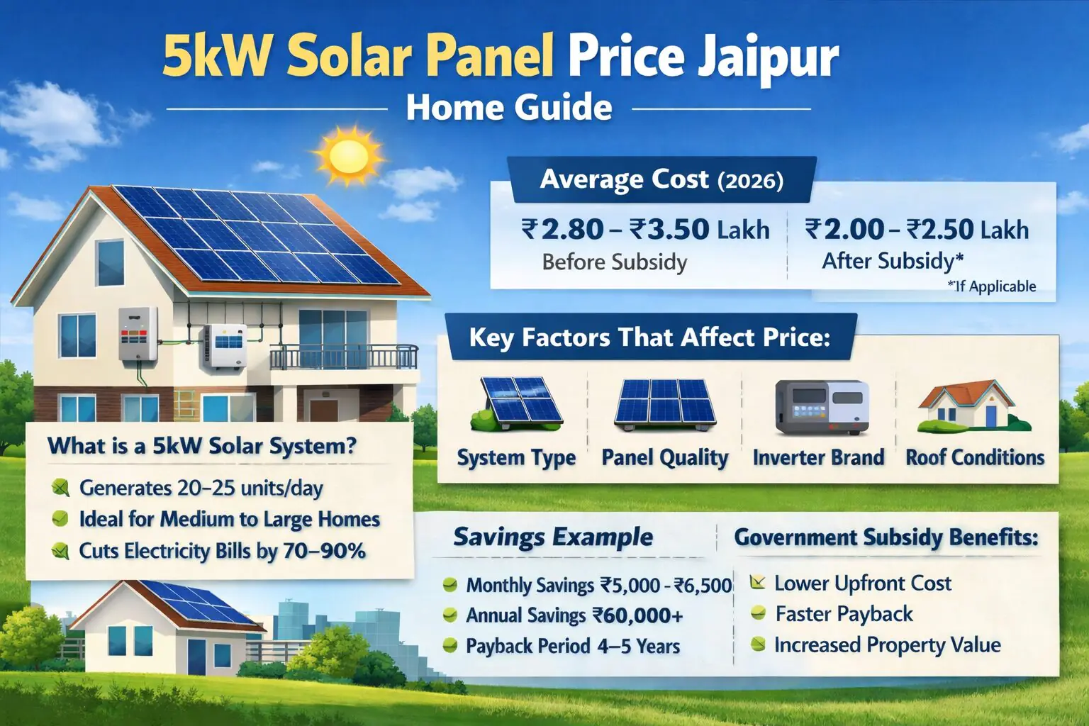 5kW Solar Panel Price in Jaipur 2026 rooftop solar system cost and subsidy guide
