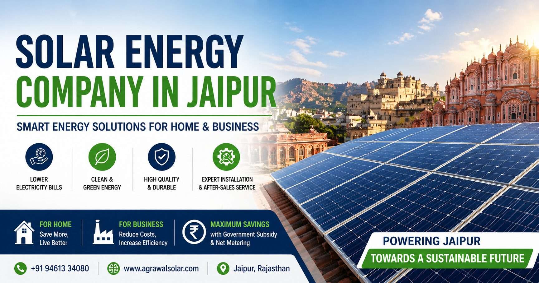 Solar Energy Company in Jaipur rooftop solar panels for home and business