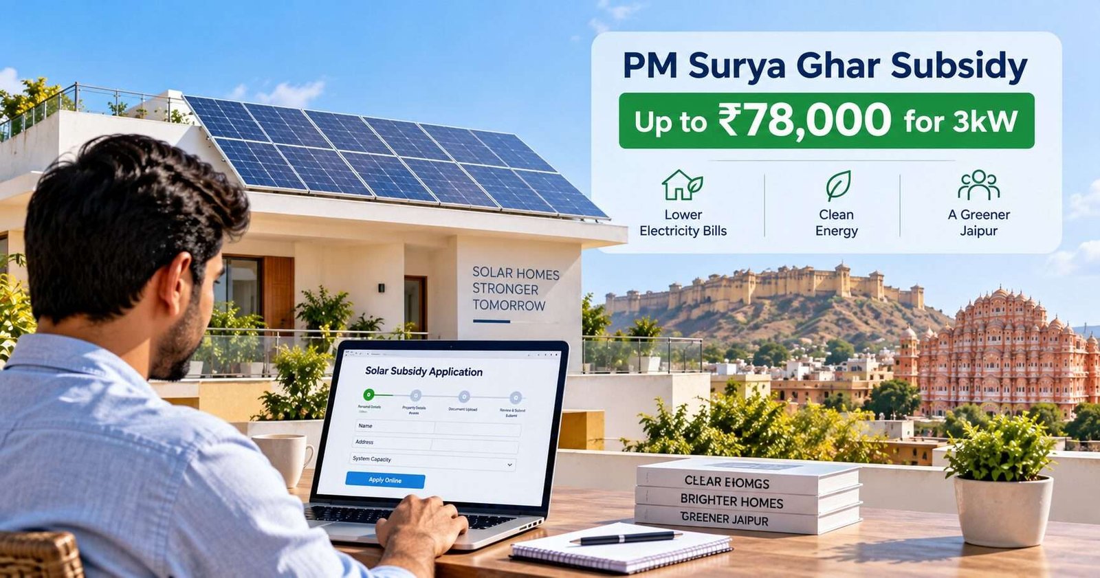 PM Surya Ghar Subsidy for 3kW solar system in Jaipur